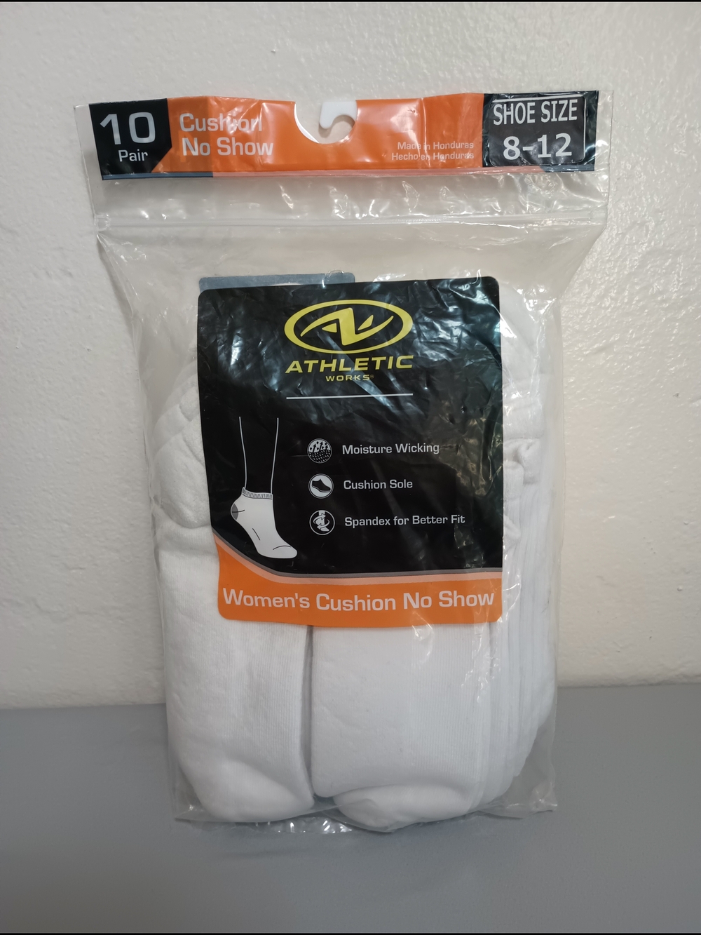 Athletic Works Women's Cushion No Show Socks